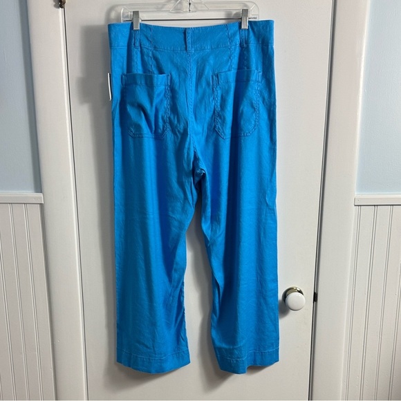 NWT Anthropologie Maeve The Colette Cropped Wide Leg Pants Linen Sky Blue 32 - Picture 6 of 11